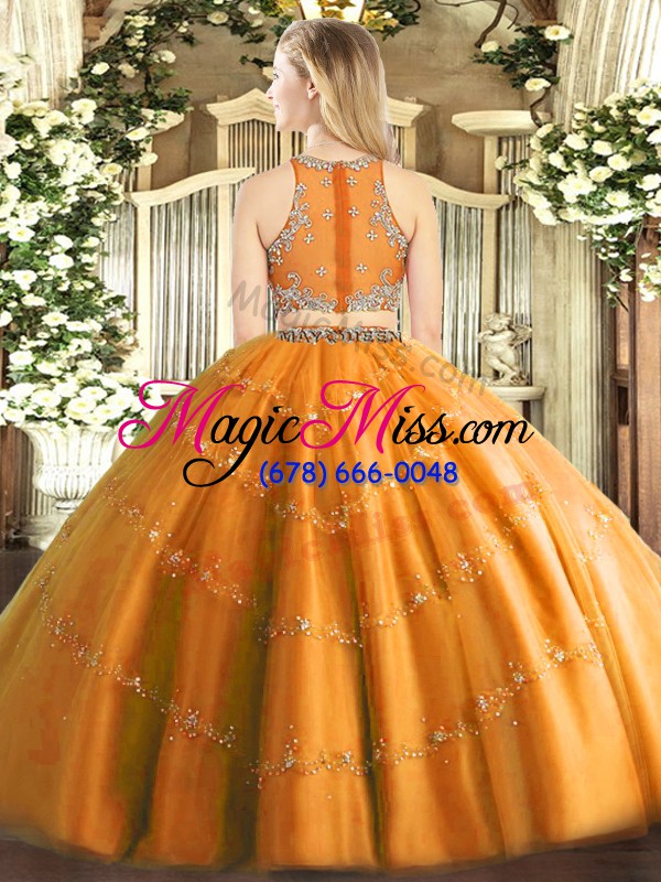 wholesale gold 15 quinceanera dress military ball and sweet 16 and quinceanera with beading scoop sleeveless zipper