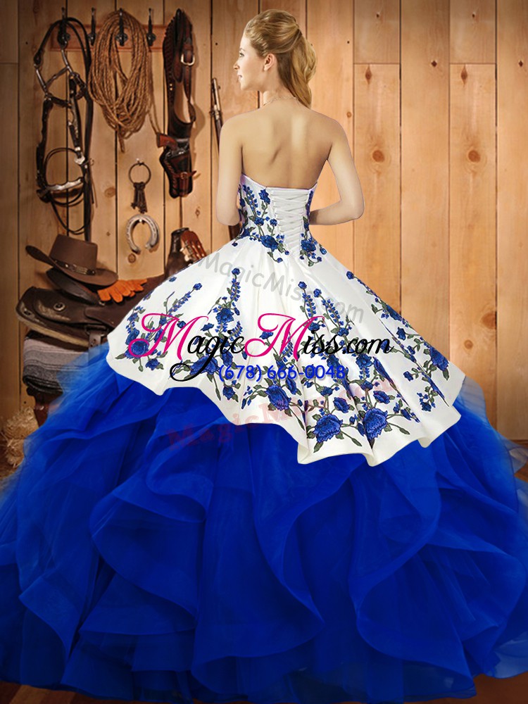 wholesale clearance ball gowns embroidery sweet 16 quinceanera dress lace up satin and organza sleeveless floor length