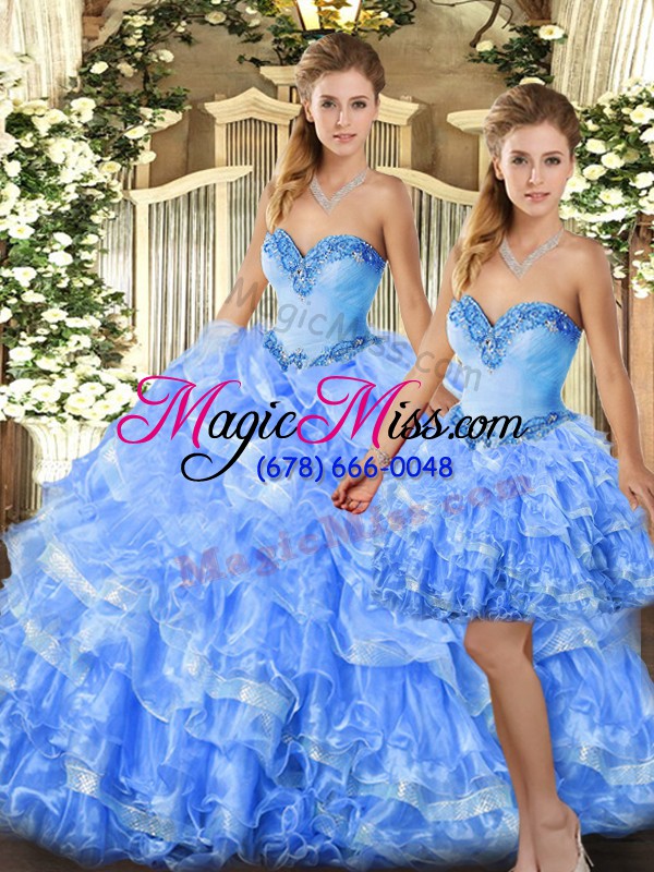 wholesale ideal sleeveless lace up floor length beading and ruffles quinceanera gowns