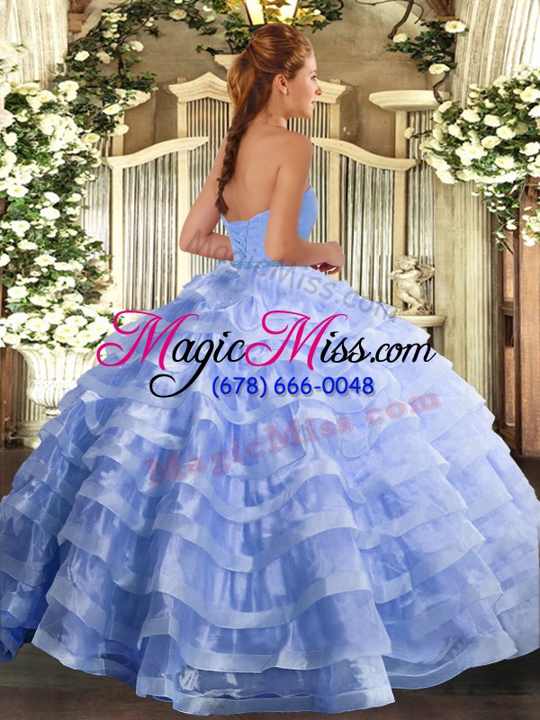 wholesale simple lavender lace up sweetheart ruffled layers quinceanera gown organza sleeveless