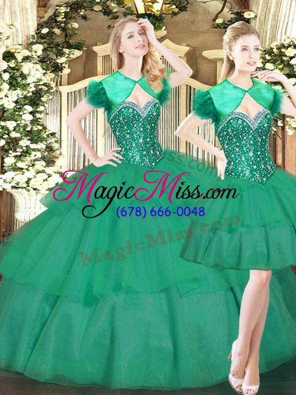 wholesale turquoise lace up sweetheart beading and ruffled layers sweet 16 dresses tulle sleeveless