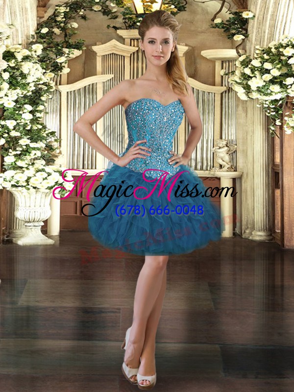 wholesale tulle sleeveless floor length quinceanera dresses and beading and ruffles