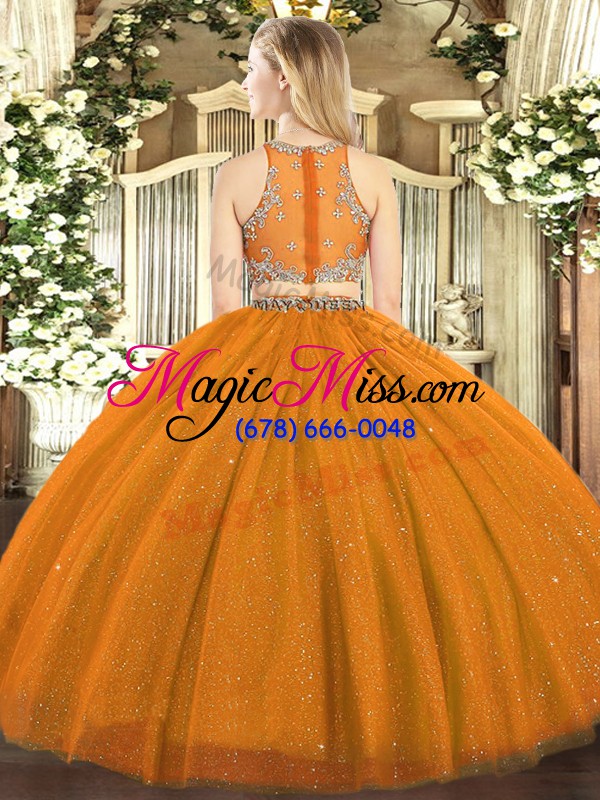 wholesale floor length coral red vestidos de quinceanera tulle sleeveless beading