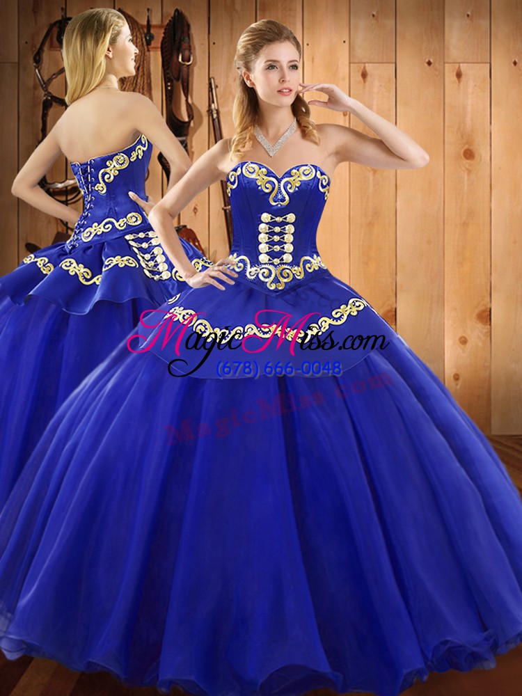 wholesale sweetheart sleeveless lace up 15 quinceanera dress blue tulle