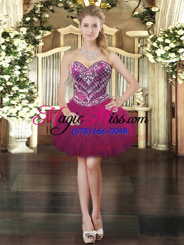 wholesale best fuchsia organza lace up sweetheart sleeveless floor length quinceanera gowns beading and ruffles