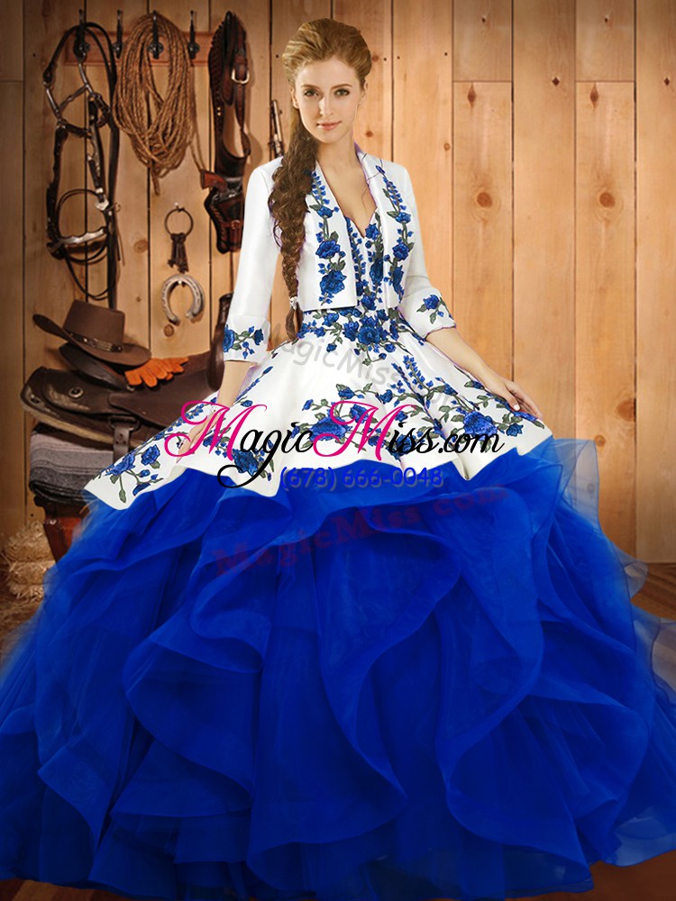 wholesale floor length blue quinceanera gown sweetheart sleeveless lace up