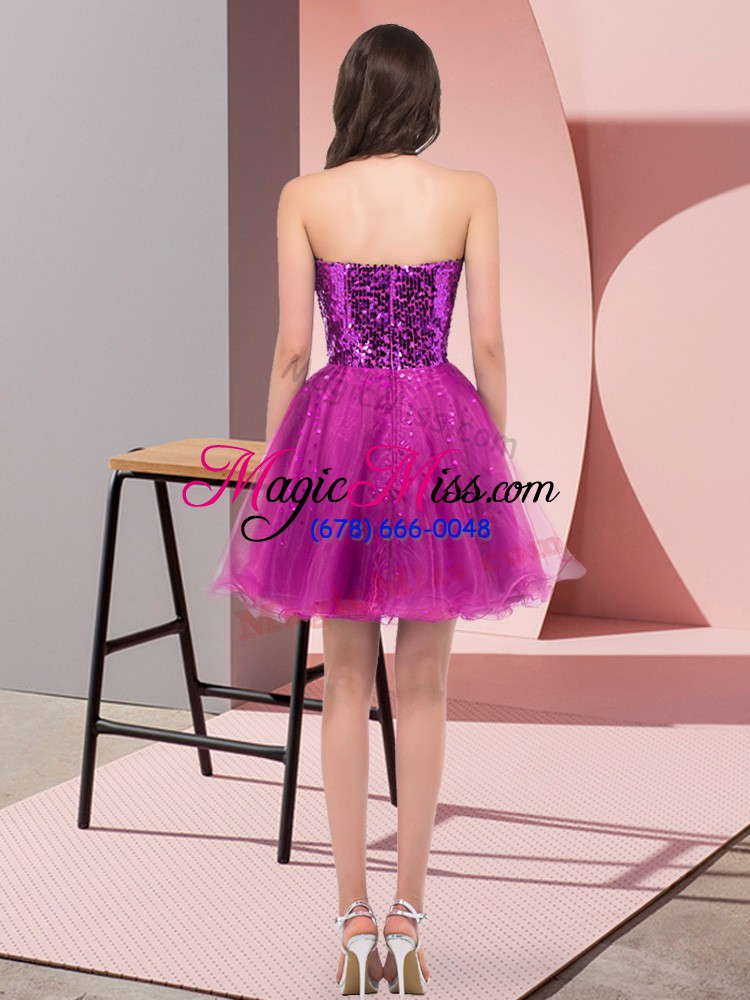 wholesale smart purple sweetheart neckline sequins sleeveless zipper