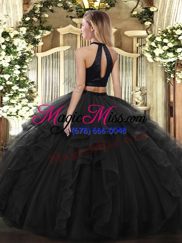 wholesale lovely tulle sleeveless floor length quince ball gowns and beading and ruffles