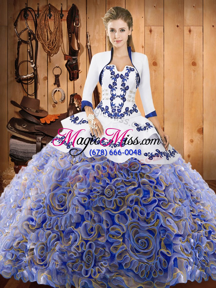 wholesale multi-color strapless neckline embroidery quince ball gowns sleeveless lace up