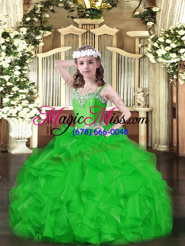 wholesale green sleeveless organza lace up kids pageant dress for party and quinceanera and wedding party