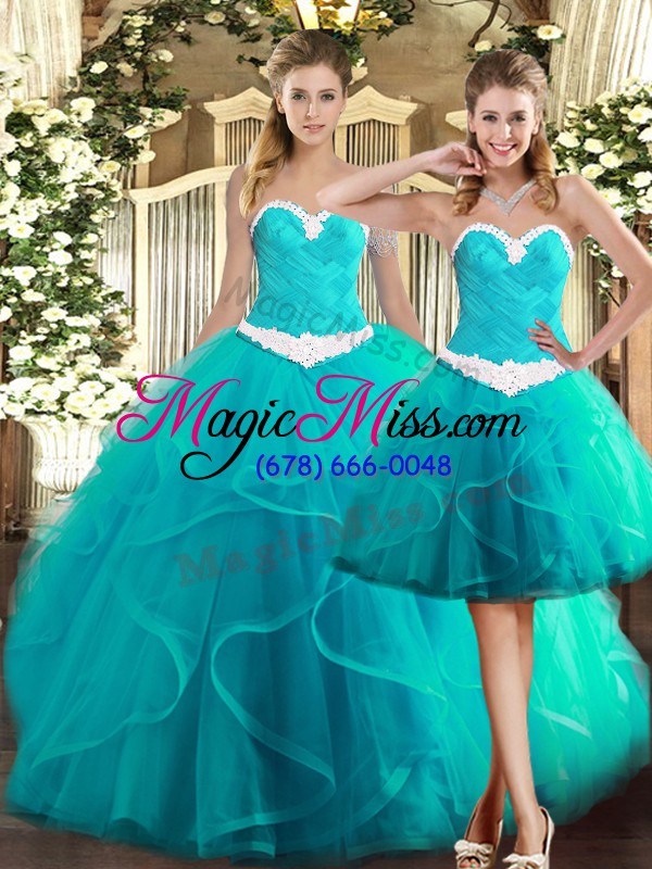 wholesale customized baby blue sleeveless floor length ruffles lace up vestidos de quinceanera