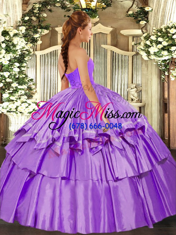 wholesale fantastic lilac quince ball gowns military ball and sweet 16 and quinceanera with beading and ruffled layers sweetheart sleeveless lace up