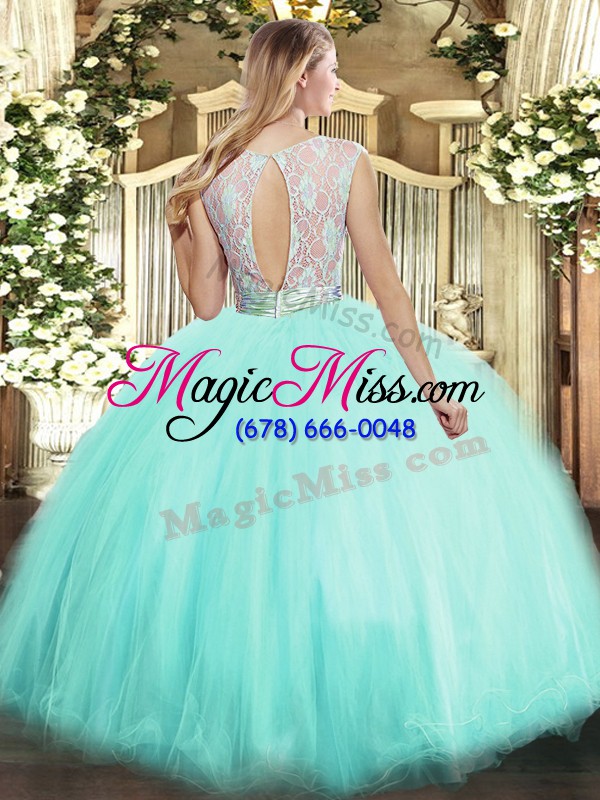 wholesale tulle sleeveless floor length 15th birthday dress and lace