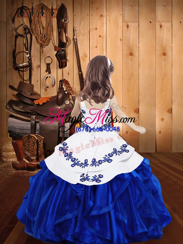 wholesale organza sleeveless floor length little girls pageant dress wholesale and embroidery and ruffles