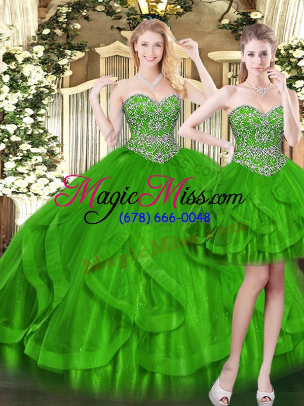 wholesale decent sleeveless beading and ruffles lace up 15th birthday dress