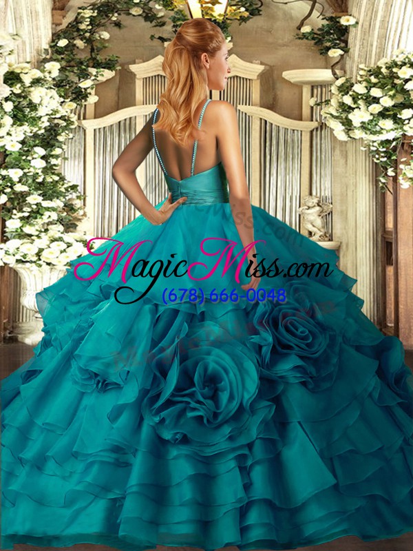 wholesale super ball gowns ball gown prom dress fuchsia v-neck organza sleeveless floor length backless