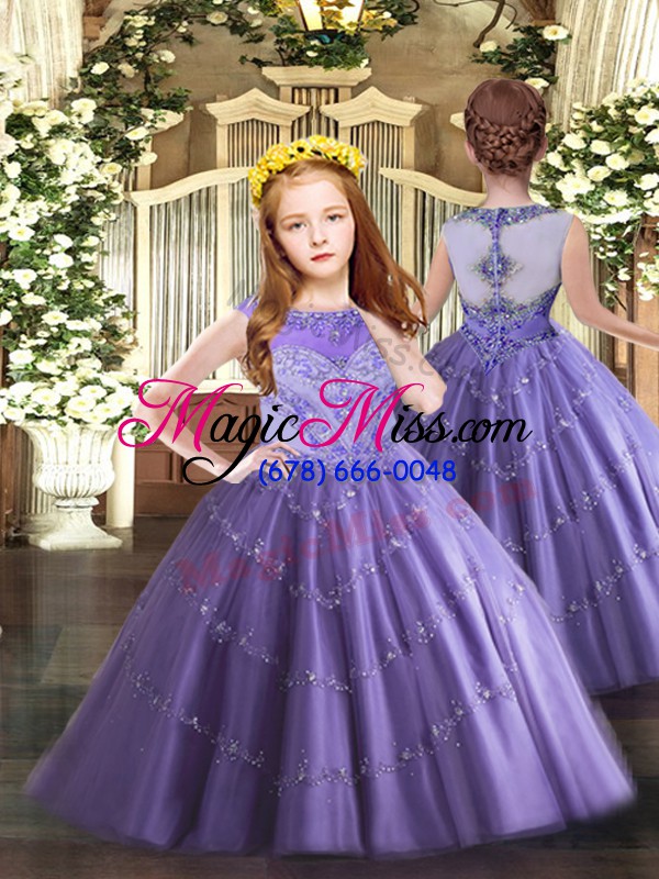 wholesale scoop sleeveless tulle quinceanera gowns beading lace up