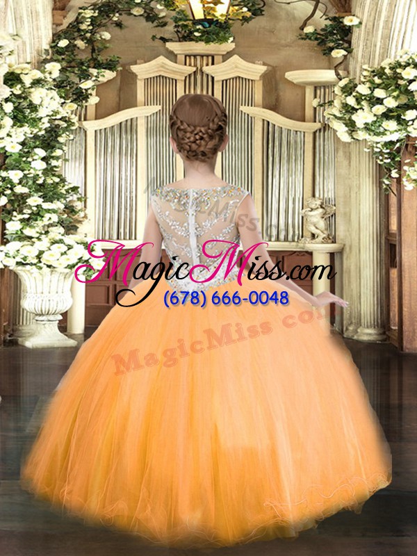 wholesale floor length zipper little girls pageant dress yellow for party and quinceanera with beading