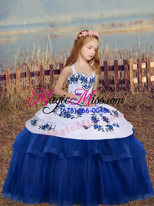 wholesale sleeveless embroidery lace up girls pageant dresses