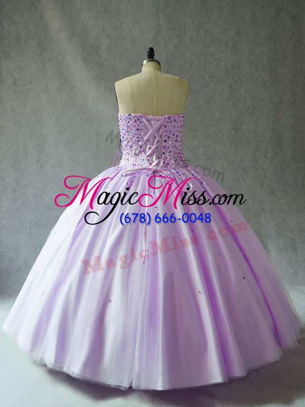 wholesale tulle sweetheart sleeveless lace up beading quince ball gowns in pink