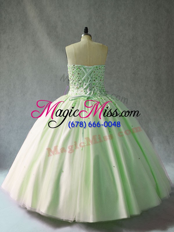 wholesale tulle sweetheart sleeveless lace up beading quince ball gowns in pink