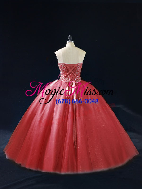 wholesale red sleeveless beading quinceanera gowns