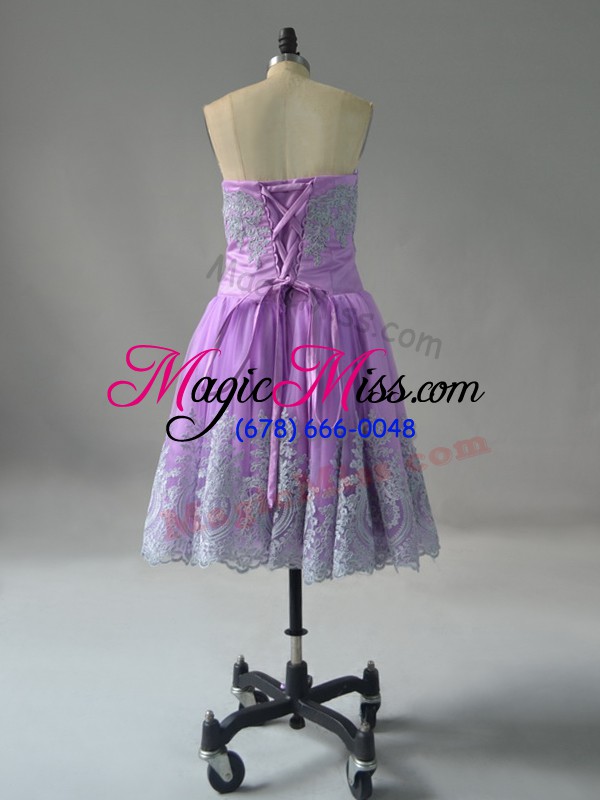 wholesale lavender lace up sweetheart appliques and embroidery prom dresses tulle sleeveless