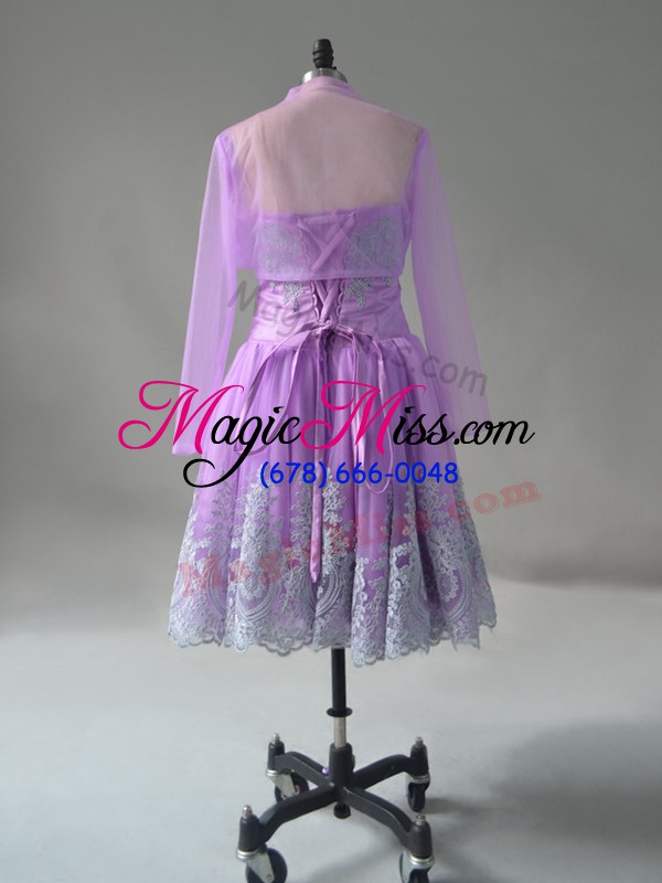 wholesale lavender lace up sweetheart appliques and embroidery prom dresses tulle sleeveless