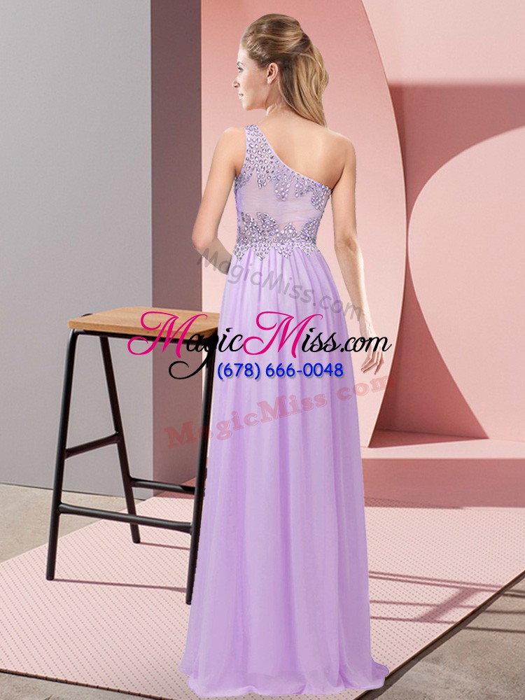 wholesale one shoulder sleeveless homecoming dress floor length beading turquoise chiffon