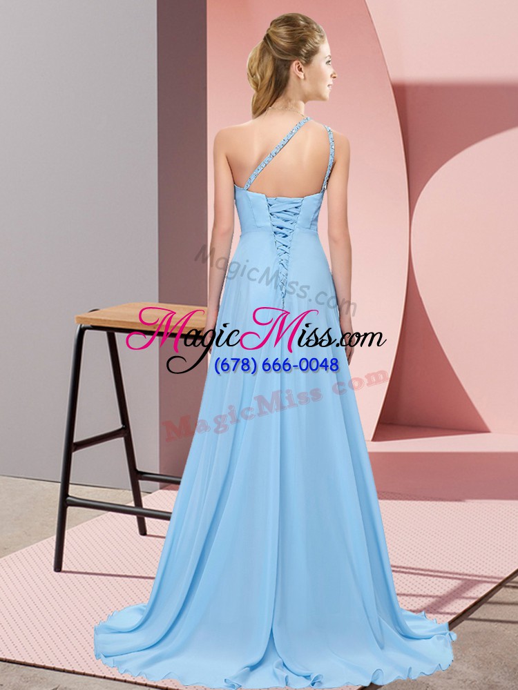 wholesale floor length empire sleeveless purple evening dress