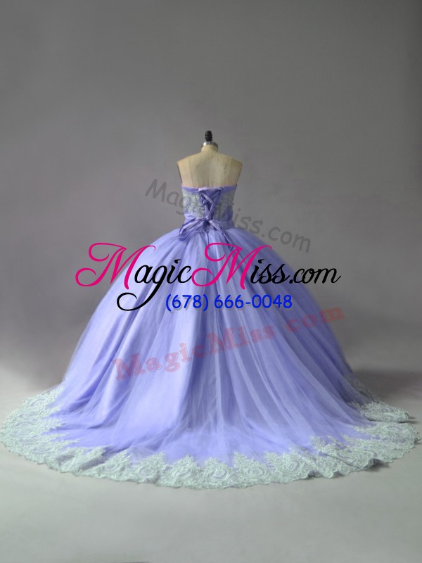 wholesale charming sleeveless court train lace up appliques quinceanera dresses