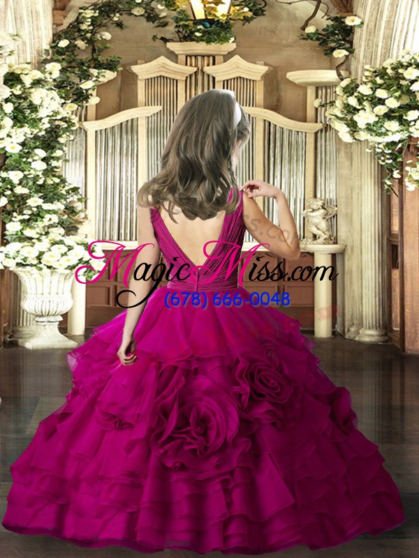 wholesale new arrival floor length purple kids formal wear v-neck sleeveless backless