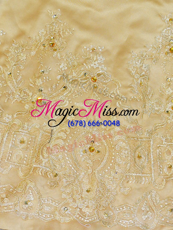 wholesale gold ball gowns beading and appliques vestidos de quinceanera lace up satin and tulle sleeveless