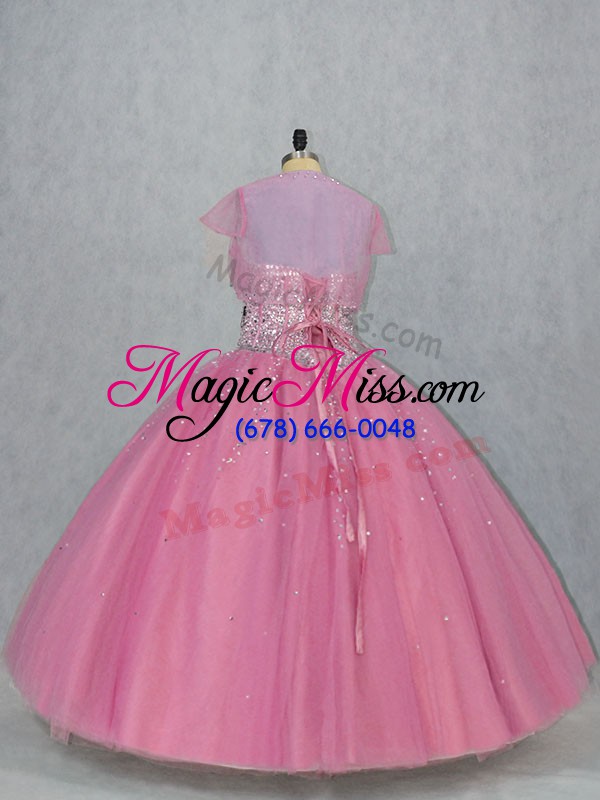 wholesale glittering floor length lace up quinceanera gowns pink for sweet 16 and quinceanera with beading