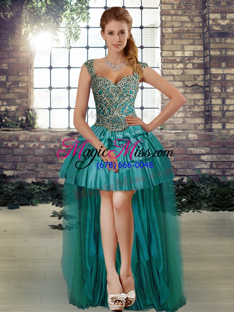 wholesale custom made teal sleeveless taffeta lace up quinceanera gowns for military ball and sweet 16 and quinceanera