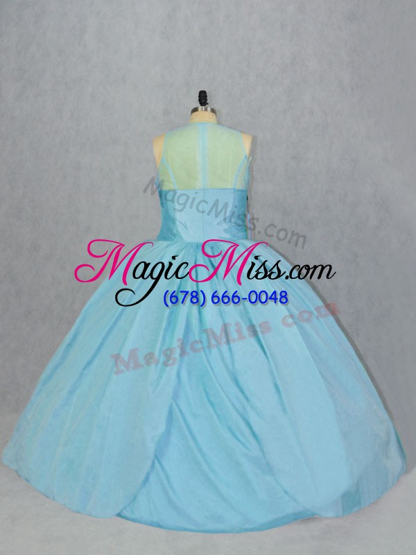 wholesale blue ball gowns embroidery quince ball gowns taffeta sleeveless floor length