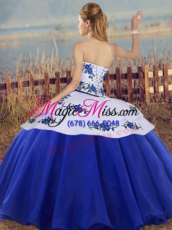 wholesale top selling royal blue sweetheart neckline embroidery quinceanera dresses sleeveless lace up