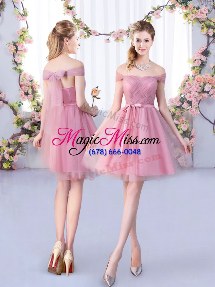 wholesale hot sale mini length a-line half sleeves pink dama dress for quinceanera lace up