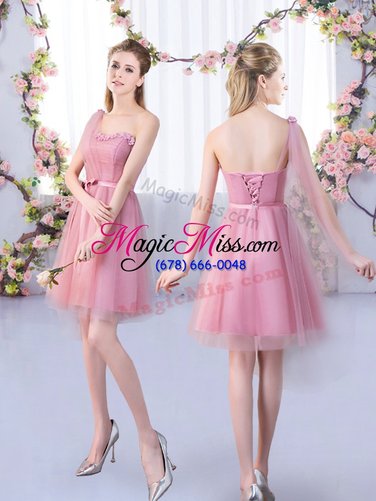 wholesale hot sale mini length a-line half sleeves pink dama dress for quinceanera lace up