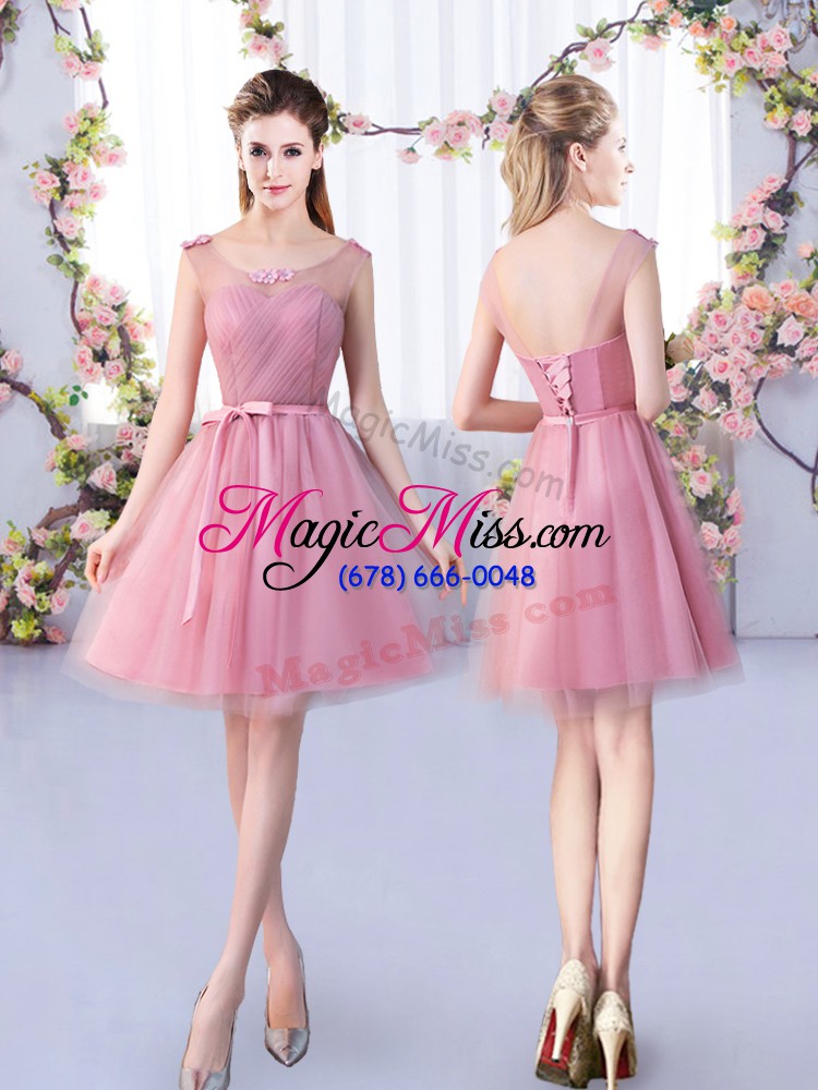 wholesale hot sale mini length a-line half sleeves pink dama dress for quinceanera lace up