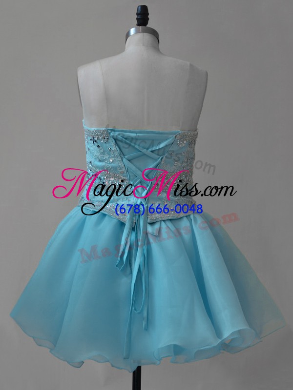 wholesale baby blue lace up sweetheart beading womens party dresses organza sleeveless