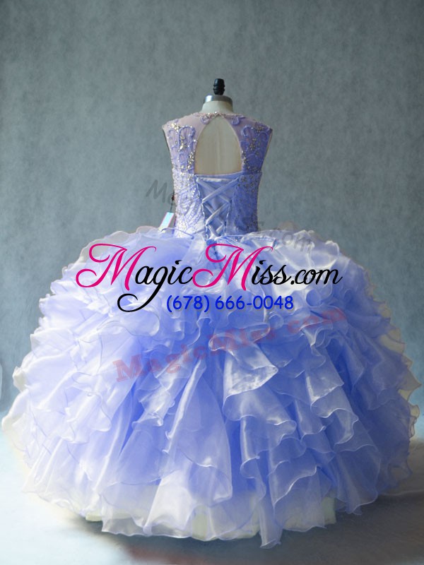 wholesale floor length lavender vestidos de quinceanera organza sleeveless beading and ruffles