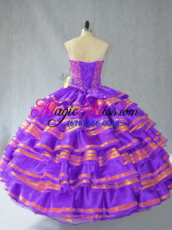 wholesale wonderful floor length lace up quinceanera gown purple for sweet 16 and quinceanera with embroidery and ruffled layers