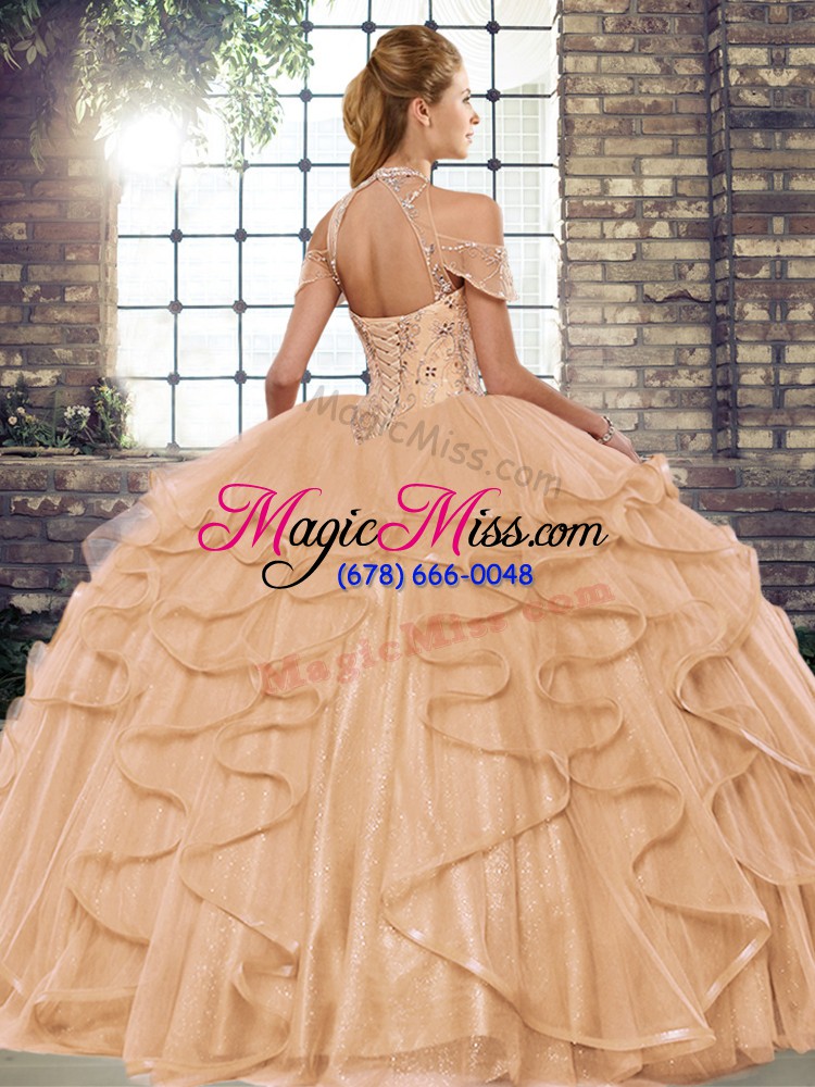 wholesale red sleeveless tulle lace up quinceanera dresses for military ball and sweet 16 and quinceanera