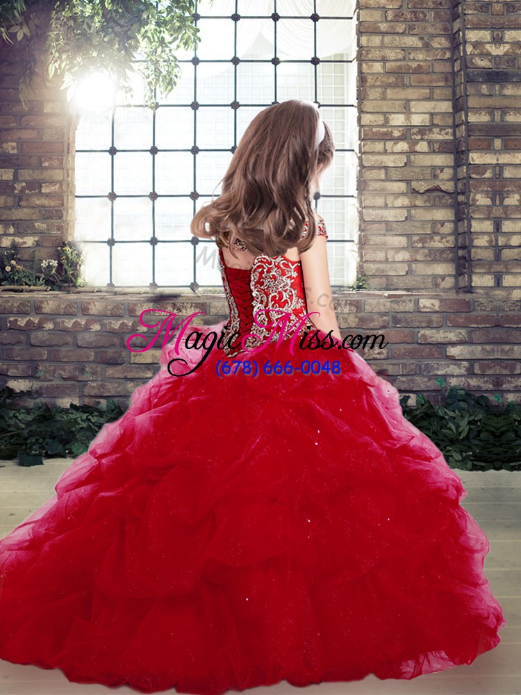 wholesale fancy ball gowns child pageant dress turquoise off the shoulder organza sleeveless floor length lace up