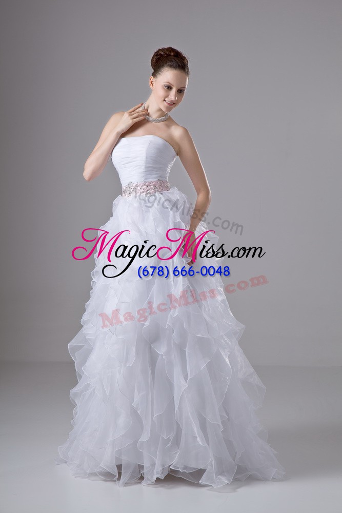 wholesale dynamic white sleeveless organza zipper bridal gown for wedding party