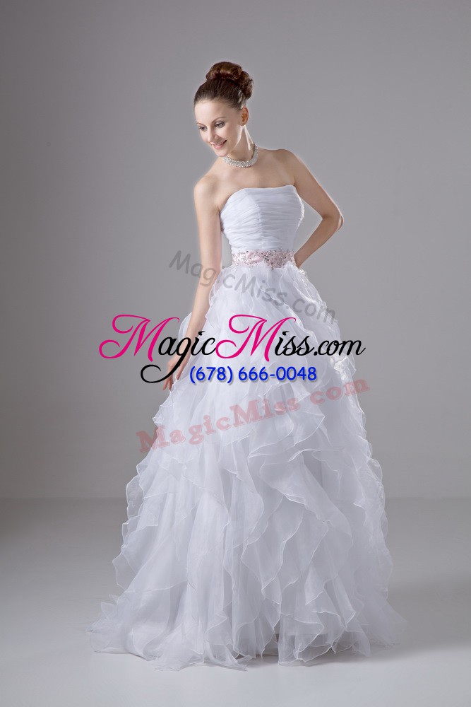 wholesale dynamic white sleeveless organza zipper bridal gown for wedding party