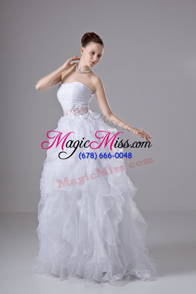 wholesale dynamic white sleeveless organza zipper bridal gown for wedding party