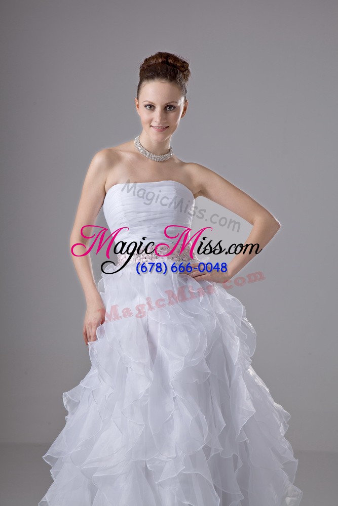 wholesale dynamic white sleeveless organza zipper bridal gown for wedding party