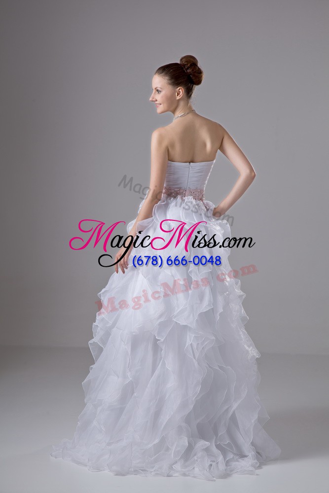 wholesale dynamic white sleeveless organza zipper bridal gown for wedding party